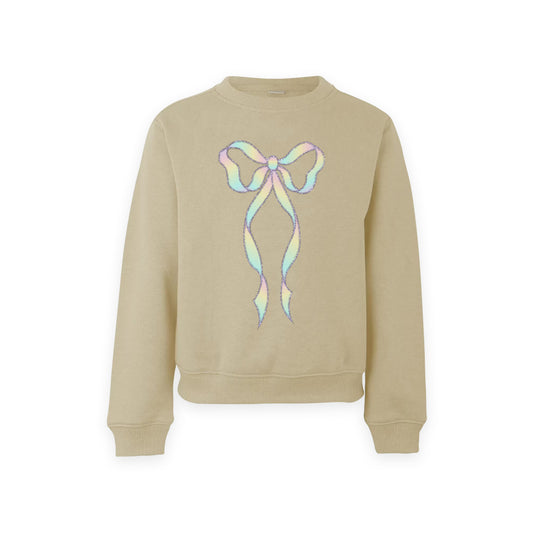 Beige rainbow - Girls crew neck sweatshirt